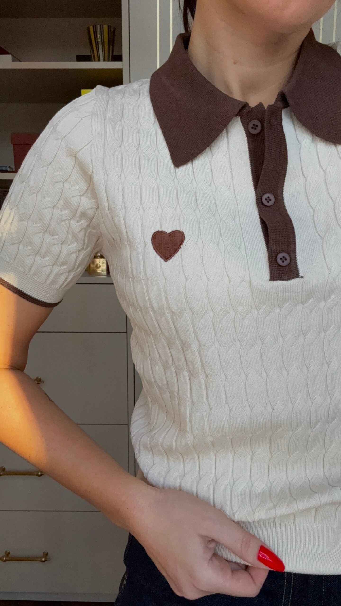 KREMINĖS SPALVOS MEGZTA PALAIDINĖ - Image 3