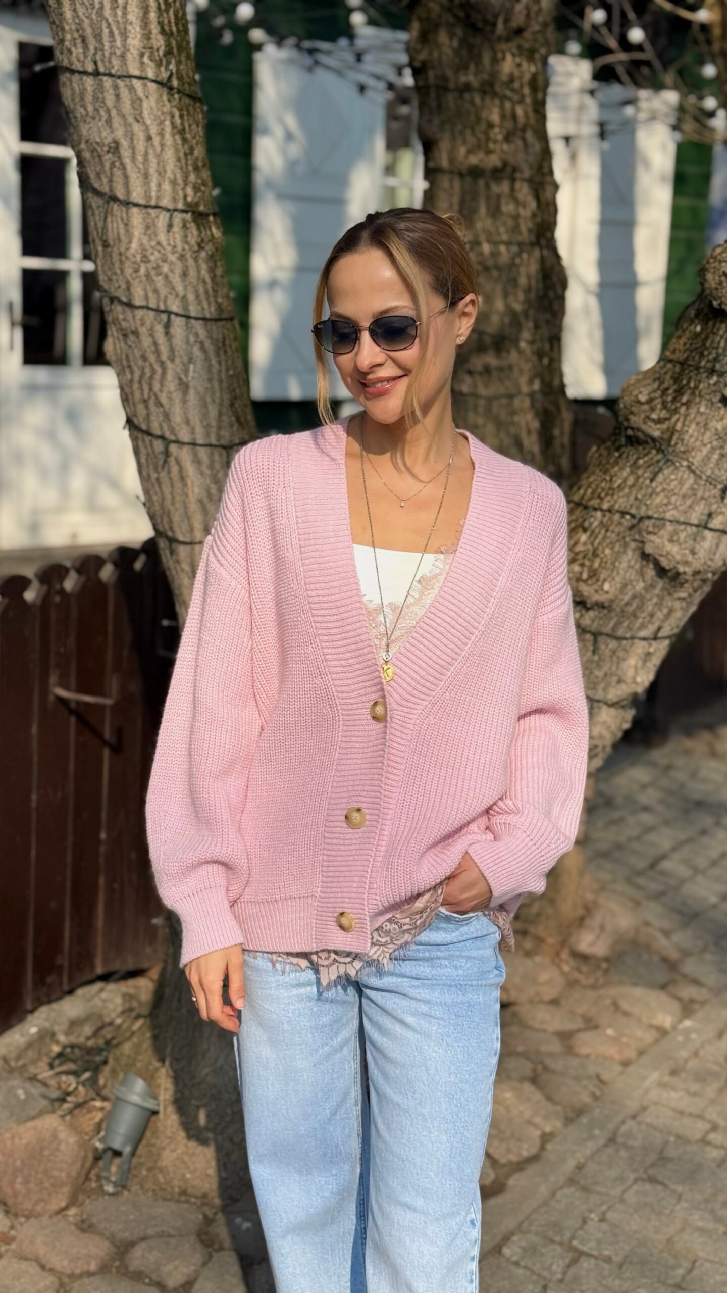 BABY PINK SPALVOS KARDIGANAS